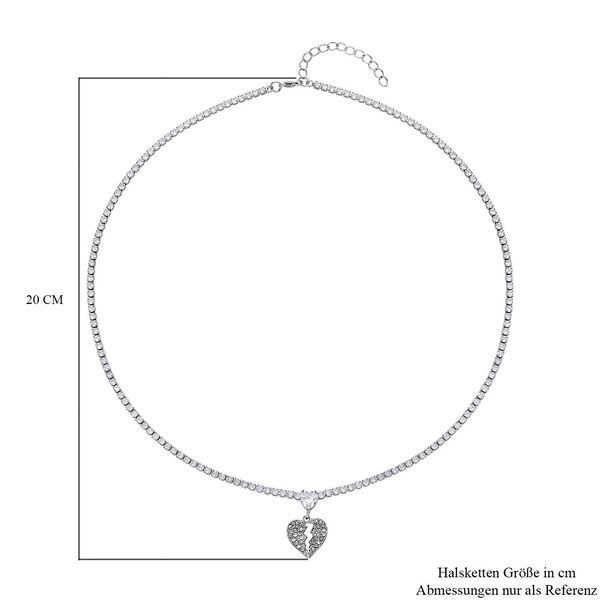 Wei&szlig;e Zirkonia und wei&szlig;e Kristall-Halskette, 50 cm - 8 ct. image number 3