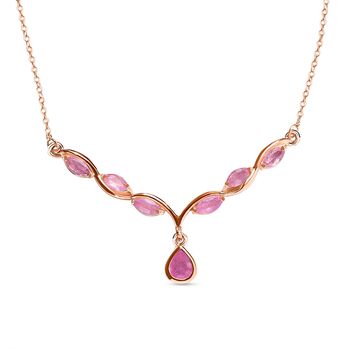 Ilakaka rosa Saphir (Fissure gef&uuml;llt) Collier, ca. 45 cm, 925 Silber ros&eacute;vergoldet ca. 1.38 ct