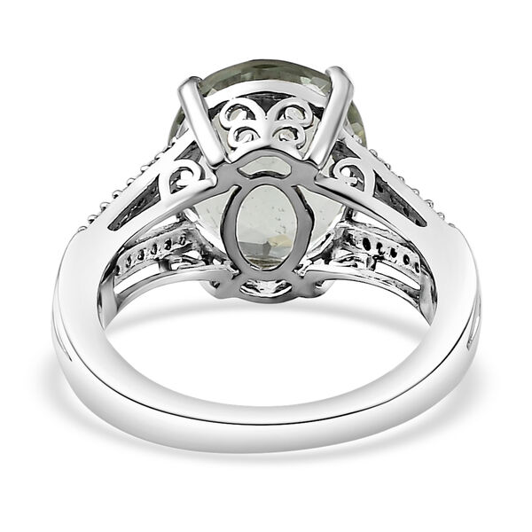 Prasiolith und wei&szlig;er Zirkon-Ring, 925 Silber platiniert  ca. 4,74 ct image number 6