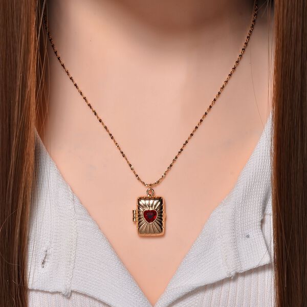 Roter Kristall-Medallion-Anh&auml;nger mit 45cm Kette image number 1