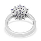AA Tansanit Cluster Ring 925 Silber Platin-Überzug image number 3