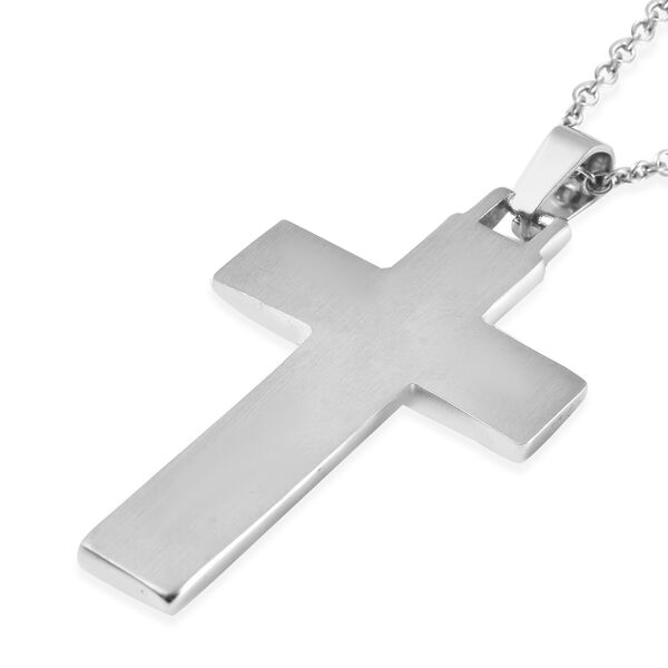 Schwarzer Spinell Kreuz Anh&auml;nger mit Kette 60 cm in Edelstahl ca. 1,10 ct image number 4