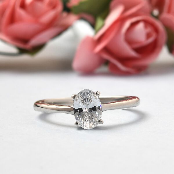 LUSTRO STELLA Hergestellt mit ZIRKONIA Solit&auml;r Ring 925 Silber Platin-&Uuml;berzug (Gr&ouml;&szlig;e 16.00) ca. 1,14 ct image number 2