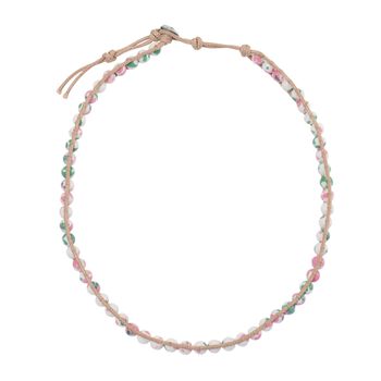Flexible mehrfarbige Regenblumen-Yuhua-Quarzit Halskette - 80 ct.