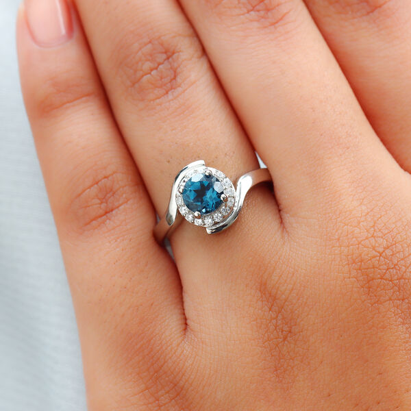 London Blau Topas und Zirkon Ring, ca. 1,29 ct image number 3