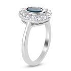 Blaugrüner Grandidierit und Zirkon Halo Ring 925 Silber Platin-Überzug image number 3