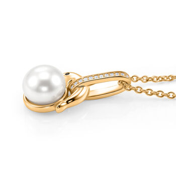 EVER TRUE S&uuml;&szlig;wasser Perle (9-9.5 mm), Wei&szlig;er Zirkon Schmuckset ca. 50 cm