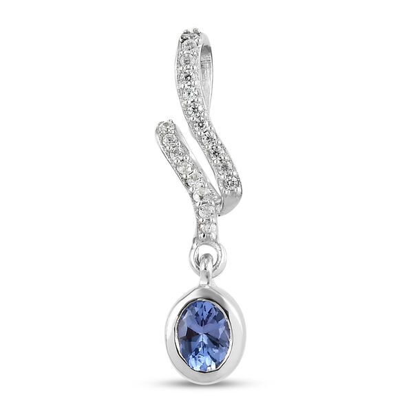 Tansanit und Zirkon Anh&auml;nger 925 Silber platiniert ca. 0,46 ct image number 0