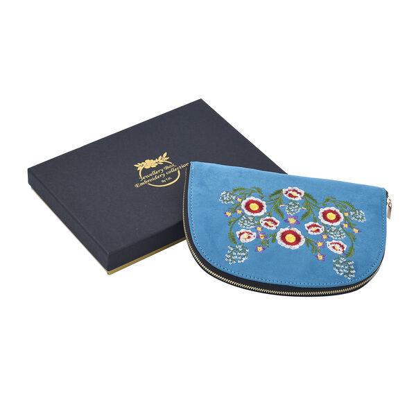 Schmuckmäppchen mit besticktem Blumenmuster, Blau image number 7