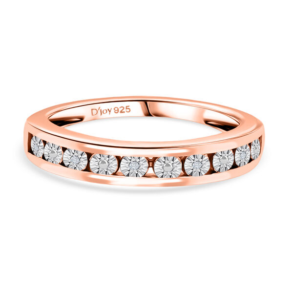 Half Eternity Ring mit Diamantakzenten, 925 Silber 750 ros&eacute;vergoldet