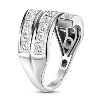 GP Art D&eacute;co Kollektion - Moissanit und Kanchanaburi blauer Saphir-Ring - 2,64 ct.