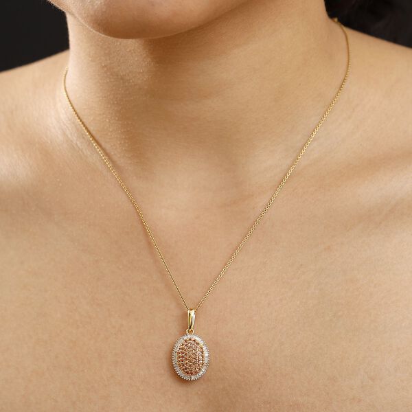 AAA Padparadscha Saphir und Diamant Anhänger - 1,08 ct. image number 2