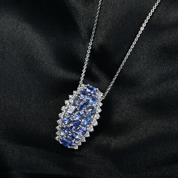 D'Joy Tansanit und Zirkon Anh&auml;nger mit 50cm Kette - 2,94 ct.