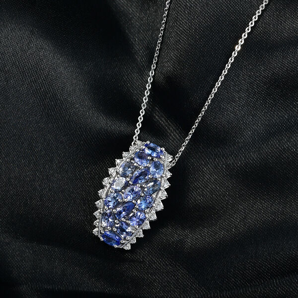 D'Joy Tansanit und Zirkon Anh&auml;nger mit 50cm Kette - 2,94 ct. image number 2