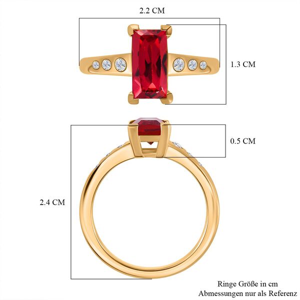 Lab Created Padparadscha-Saphir, Weißer Zirkon Ring 925 Silber Gelbgold Vermeil (Größe 18.00) ca. 2.44 ct image number 7