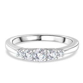 RADIANTA GRA zertifiziert Moissanit (D-VVS) Ring 925 Silber rhodiniert (Größe 18.00) ca. 0.49 ct