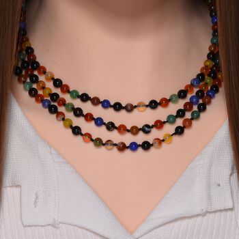 Dreilagige Multi-Edelstein-Halskette, 150cm - 304,20 ct.