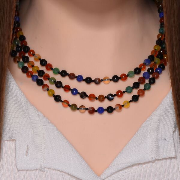 Dreilagige Multi-Edelstein-Halskette, 150cm - 304,20 ct. image number 2