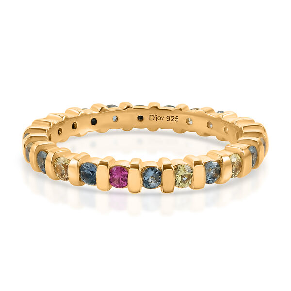 D'Joy Mehrfarbig Saphir Ring 925 Silber 750 Gelbgold vermeil (Gr&ouml;&szlig;e 18.00) ca. 1,04 ct