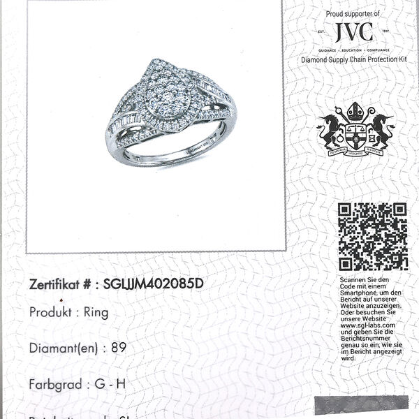 LUXURIANT DIAMOND - Lab Grown Diamant SI-GH SGL zertifiziert Ring 925 Silber Rhodiniert (Gr&ouml;&szlig;e 20.00) ca. 1.00 ct image number 8