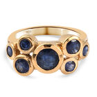Fissure gefüllt blauer Saphir Ring 925 Silber 585 Vergoldet image number 0