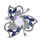 Simulierter Perle, blauer und weißer, floraler Kristall-Schalring image number 0
