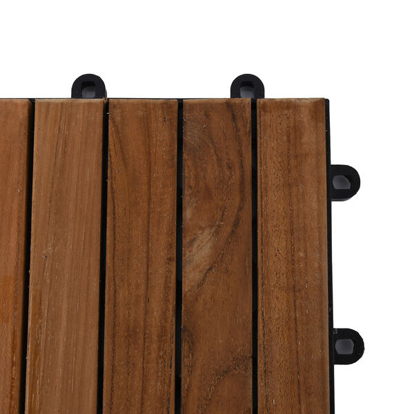 10er-Set Fliesen aus Teakholz, Braun&nbsp; image number 1