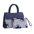 2er-Set, Clutch - 21,59x13,97 cm und Schultertasche - 30,48x12,7x21,59 cm, Pferd Muster, Weiß und Blau image number 0