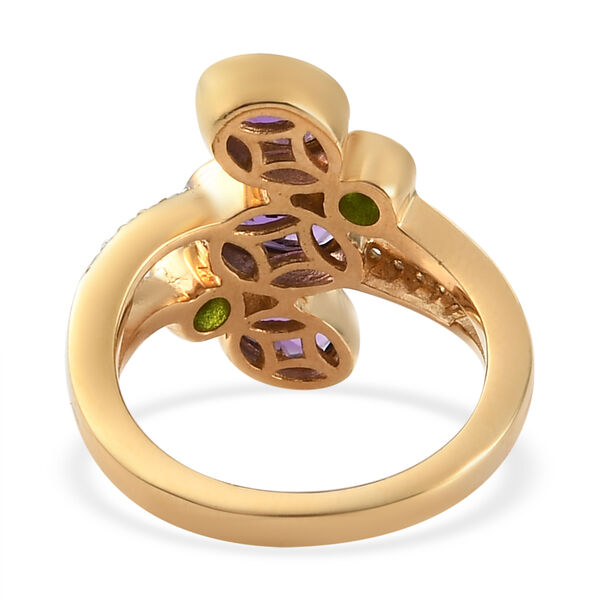 Lusaka Amethyst und Natürlicher Chromdiopsid Ring 925 Silber vergoldet image number 6