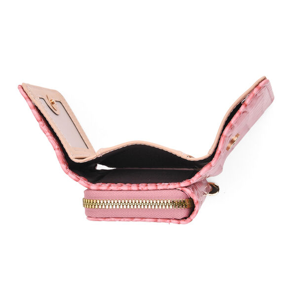 Stilvolle Geldb&ouml;rse mit Krokodilpr&auml;gung und RFID-Schutz, 11&times;8cm, Rosa image number 7
