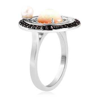 AA &Auml;thiopischer Opal. S&uuml;&szlig;wasser Perle Ring 925 Silber Zweifarbige Beschichtung ca. 2.41 ct