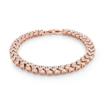 Wei&szlig;er Zirkonia Armband ca. 19 cm Nickelfreies Messing, ros&eacute;farben