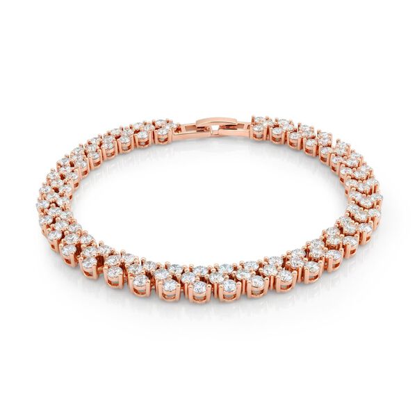 Wei&szlig;er Zirkonia Armband ca. 19 cm Nickelfreies Messing, ros&eacute;farben