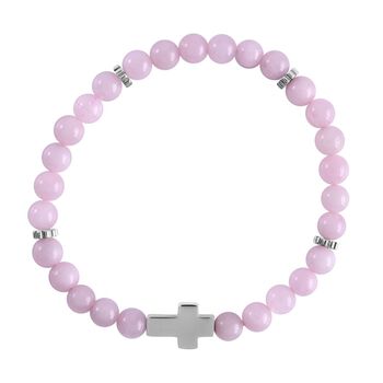 Rosenquarz Armband, ca. 19 cm, reiner Edelstahl ca. 65,00 ct