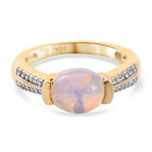 Natürlicher Äthiopischer Opal und Zirkon Ring 925 Silber Vermeil image number 0