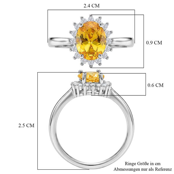 Gelber Zirkonia, Wei&szlig;er Zirkonia Ring Nickelfreies Messing (Gr&ouml;&szlig;e 17.00) image number 6