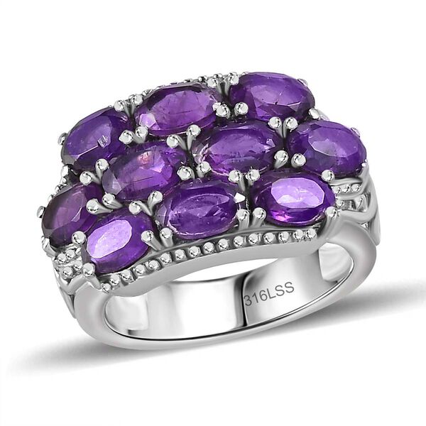 Afrikanischer Amethyst Ring Edelstahl (Größe 17.00) ca. 4,17 ct image number 4