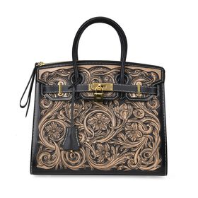Grand Pelle  - Designer-inspirierte Echtleder Handtasche, schwarz