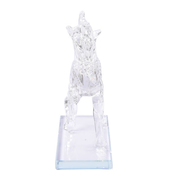 Dekorative Kristallglas-Pferdefigur auf quadratischem Ständer, Transparent image number 3