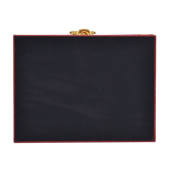 2-lagige Schmuckschatulle mit Kroko-Pr&auml;gung und Schloss mit Schl&uuml;ssel, Rot image number 6