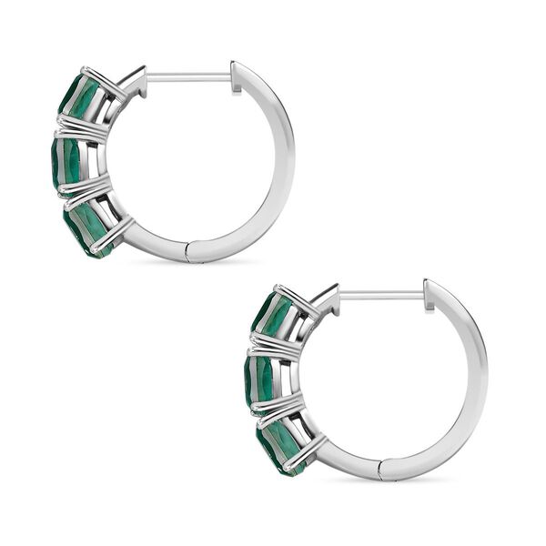 Smaragd Quarz Triplett Huggie Ohrringe image number 3