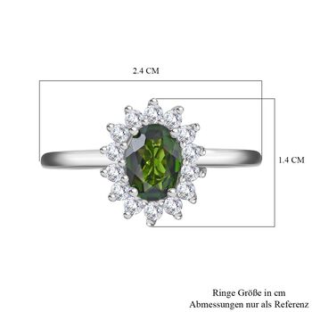 Nat&uuml;rlicher Chromdiopsid und Moissanit-Ring - 1,10 ct.