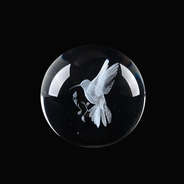 3D Kristallkugel mit LED-Licht und Holzsockel, Pusteblume image number 6