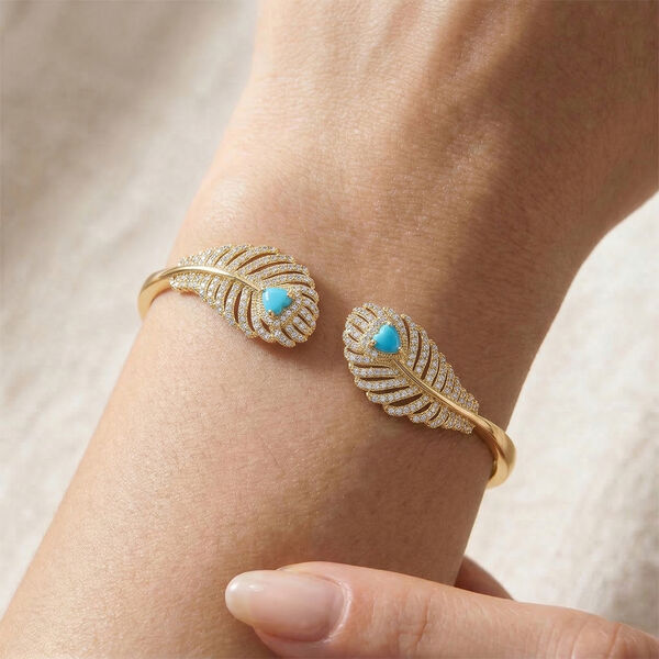 Blauer Kristall und wei&szlig;er Zirkonia 19cm Armreif image number 3