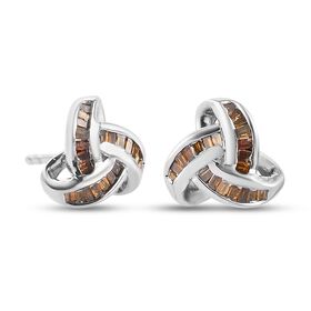 Liebesknoten rote Diamant-Ohrstecker, 925 Silber platiniert - 0,25 ct.
