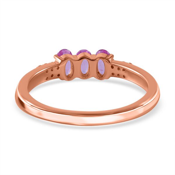 AA Rosa Saphir, Wei&szlig;er Zirkon Ring, 925 Silber ros&eacute;vergoldet, (Gr&ouml;&szlig;e 20.00) ca. 1.15 ct image number 4