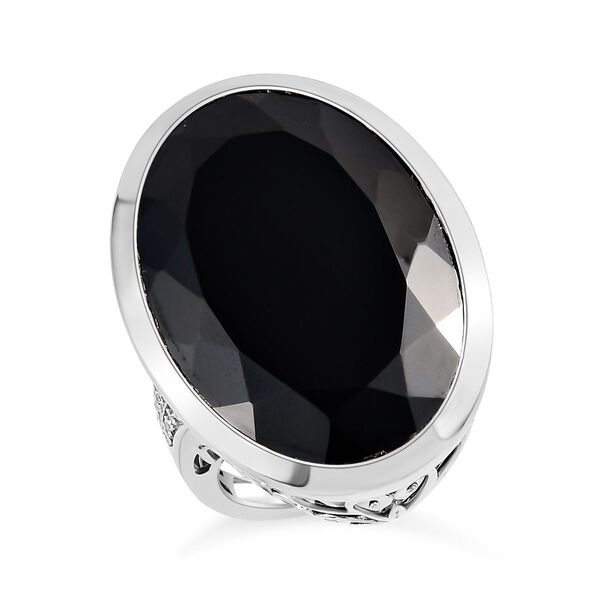 Schwarzer Spinell und Zirkon-Ring - 61,39 ct. image number 4