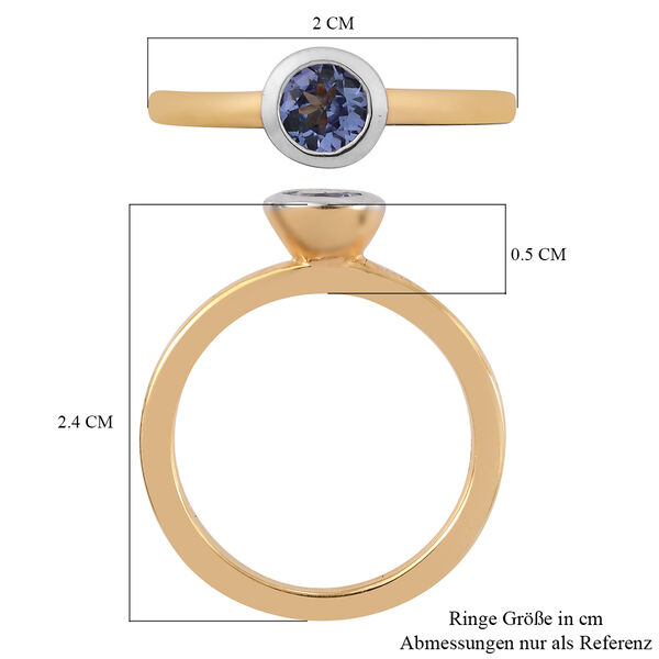 Tansanit Solit&auml;r-Ring, 925 Silber Bicolor  ca. 0,38 ct image number 7