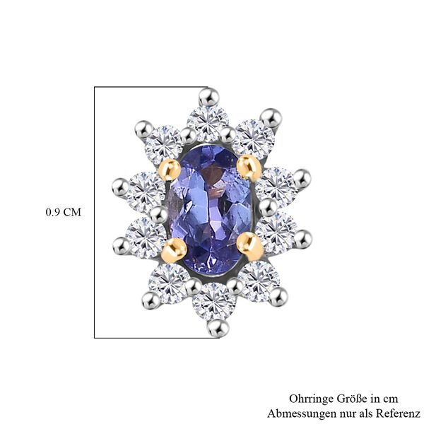 AA Tansanit, Weißer Zirkon Ohrringe 925 Silber 750 Gelb Vergoldet ca. 0.92 ct image number 5