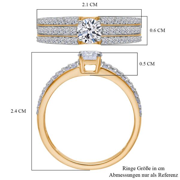 LUXURIANT DIAMANT - Lab Grown Diamant SI-GH Ring 925 Silber 750 Gelbgold Vermeil (Größe 19.00) ca. 1,00 ct image number 6